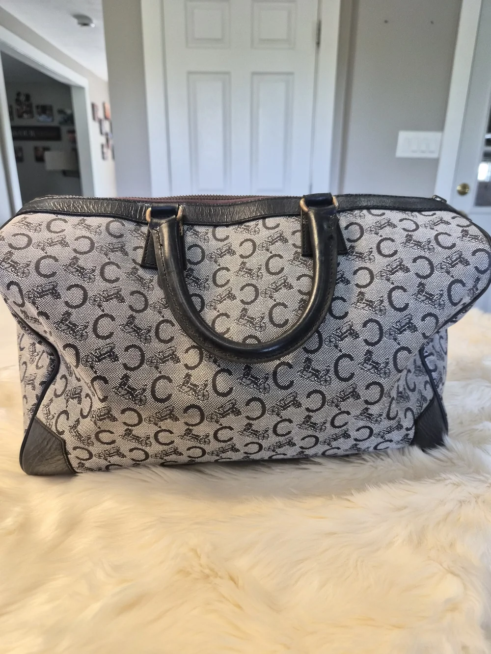 Celine Cream & Black Monogram Travel Duffle - Picture 2 of 14